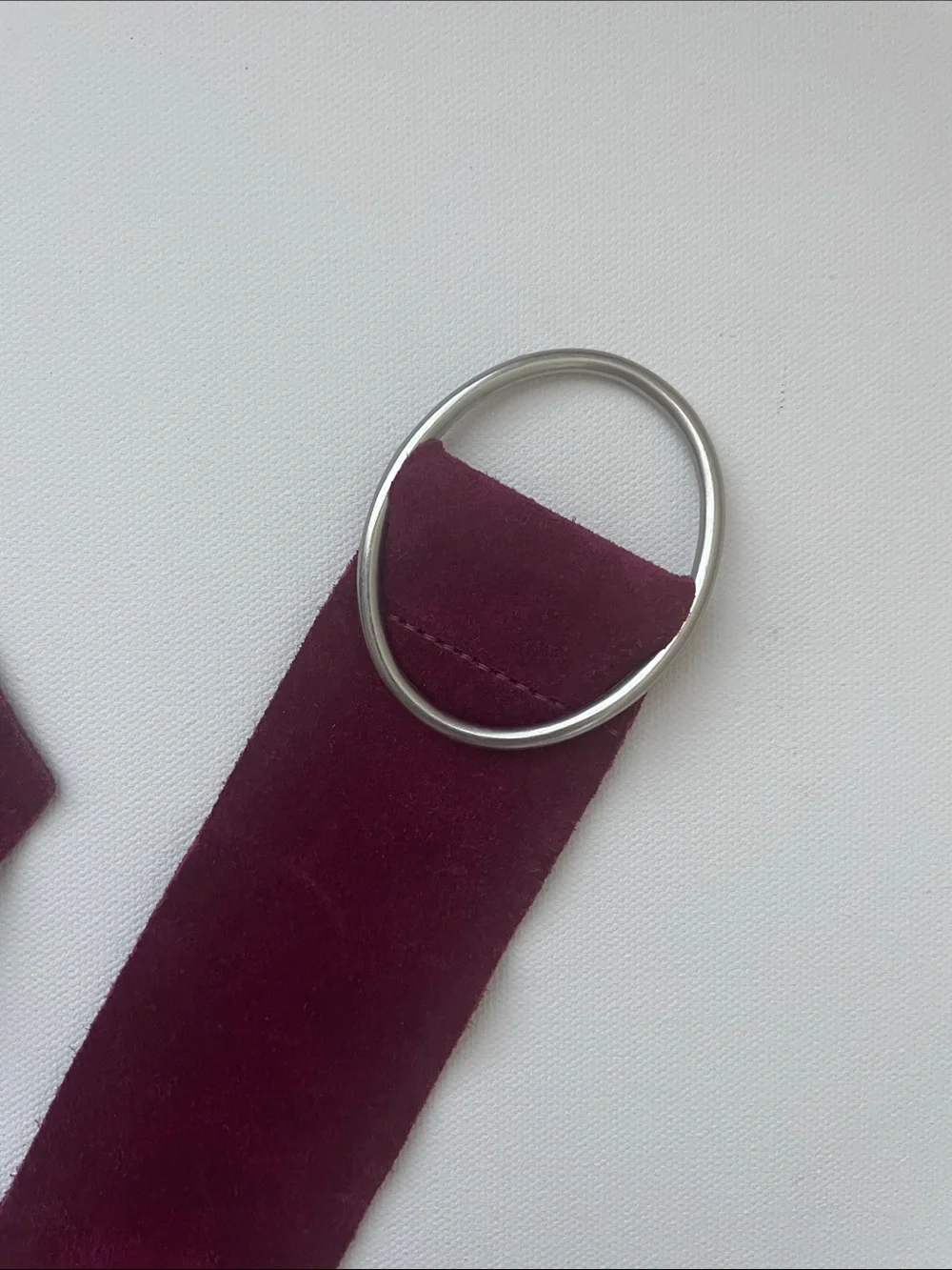 Linea Pelle Burgundy Suede Wrap Belt with Silver Ring